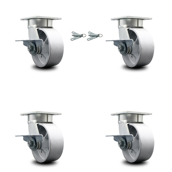 Service Caster 5 Inch Kingpinless Semi Steel Wheel Caster Brakes 2 Swivel Locks SCC, 4PK SCC-KP30S520-SSR-SLB-BSL-2-SLB-2 - main